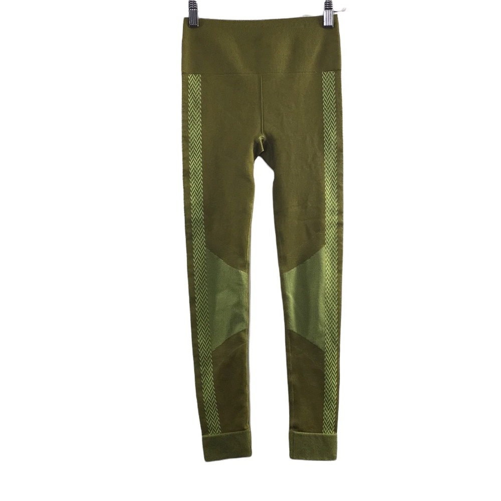 Fabletics Green High Waisted Seamless Check Leggings Womens XS Yoga Workout‎